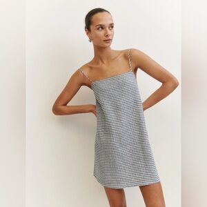 Reformation Aubree Linen Dress in Gingham Check